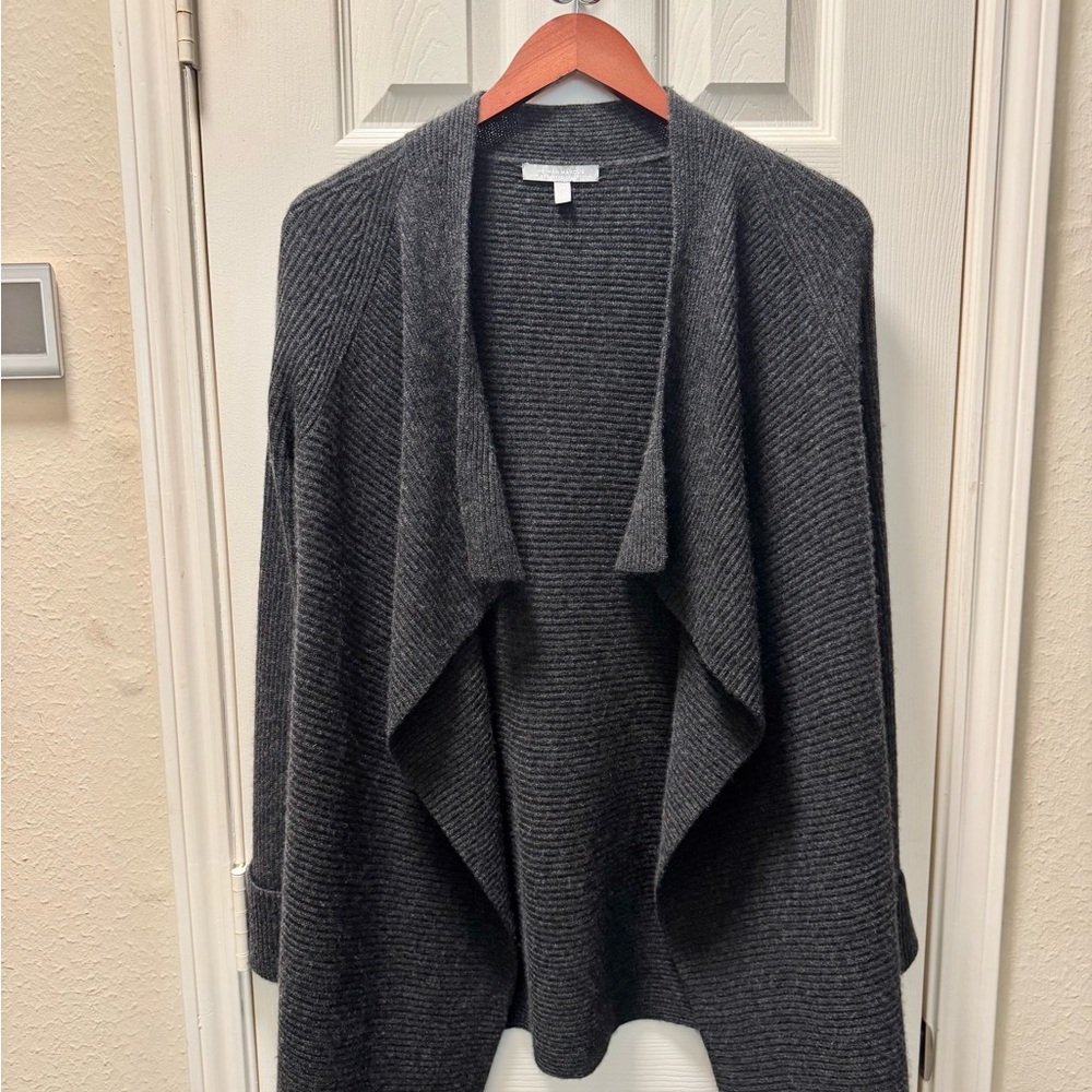 Neiman Marcus Cashmere Charcoal Draped Cardigan - Size XS